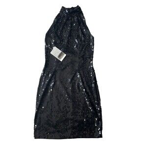NWT NITELINE Vintage '90'S Black Sequin Keyhole Evening  Cocktail Dress Sz 6